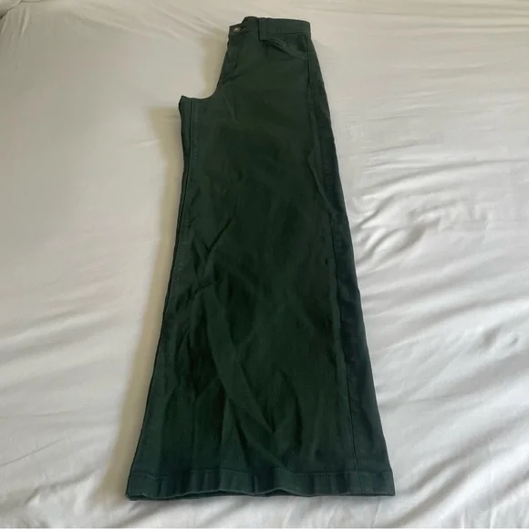 Favorite Daughter "The Mischa" Belize Green Shiny Coated Sheen Wide Leg Pant - Picture 10 of 17